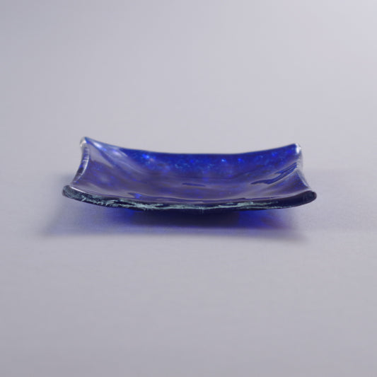 【Prism】ミニ長角硝子プレート<ブルー>